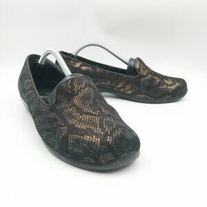 DANSKO Olivia Bronze Black Snake Print Leather Slip On Loafers Flats Womens 8